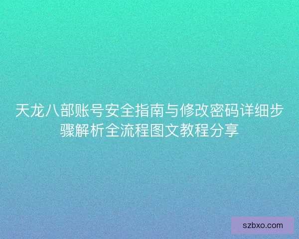 天龙八部账号安全指南与修改密码详细步骤解析全流程图文教程分享