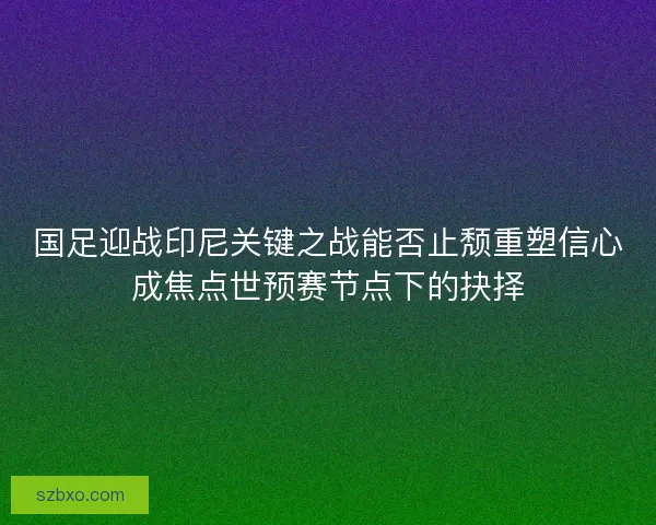 国足迎战印尼关键之战能否止颓重塑信心成焦点世预赛节点下的抉择 国足迎战印尼关键之战能否止颓重塑信心成焦点世预赛节点下的抉择