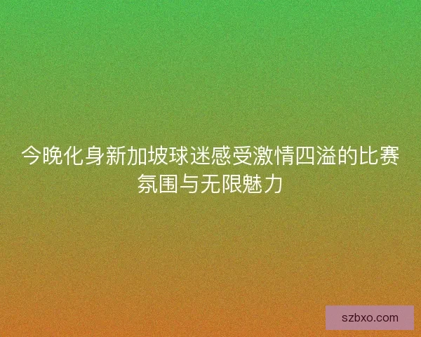 今晚化身新加坡球迷感受激情四溢的比赛氛围与无限魅力 今晚化身新加坡球迷感受激情四溢的比赛氛围与无限魅力