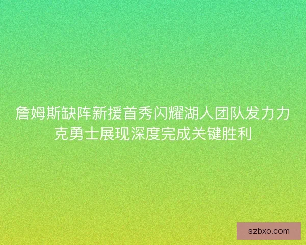 詹姆斯缺阵新援首秀闪耀湖人团队发力力克勇士展现深度完成关键胜利